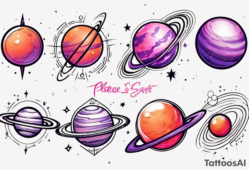 Planets aligned
Red
Orange
Pink 
Purple tattoo idea