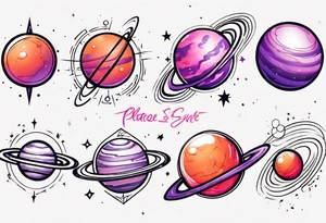 Planets aligned
Red
Orange
Pink 
Purple tattoo idea
