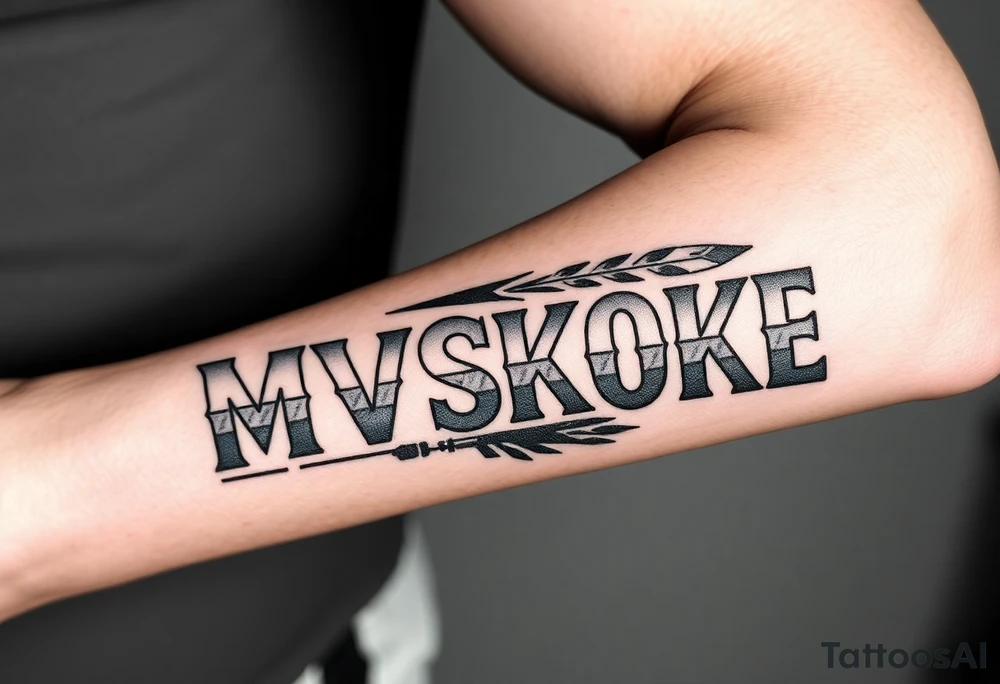 “MVSKOKE” shaded with Native American print tattoo idea