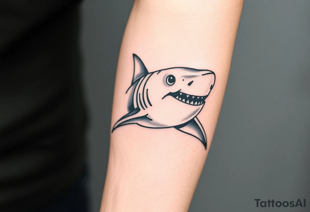 powerful  small great white shark moving forward tattoo tattoo idea