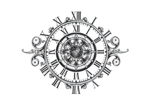 vintage roman numerals within ornate clockwork mechanism tattoo idea