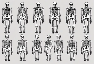 I need a ribcage tattoo of a skeleton.
The skeleton should wear a red/ black suit. tattoo idea