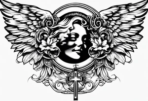 Rest in peace mom 
cross with angel wings tattoo idea