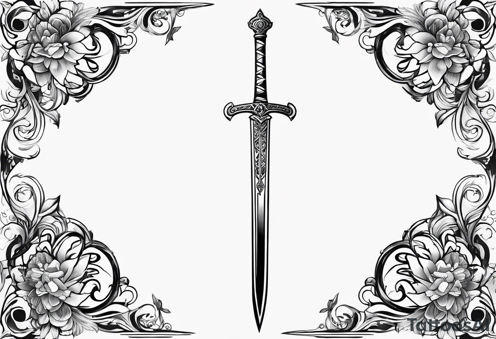 Magical sword thin tattoo idea