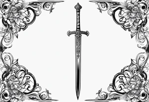 Magical sword thin tattoo idea