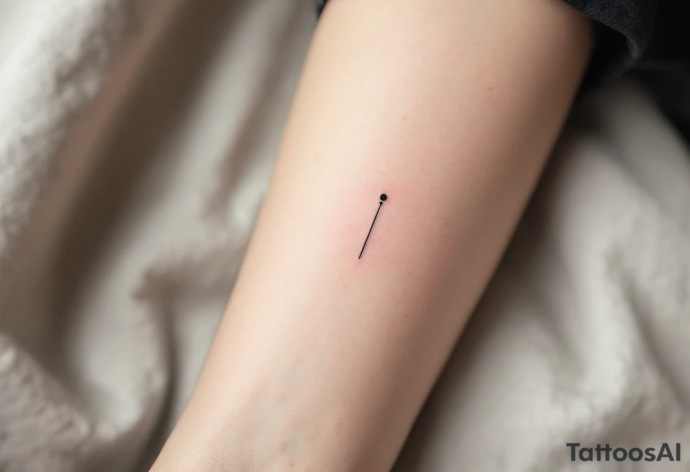 A single line with a dot above it tattoo idea