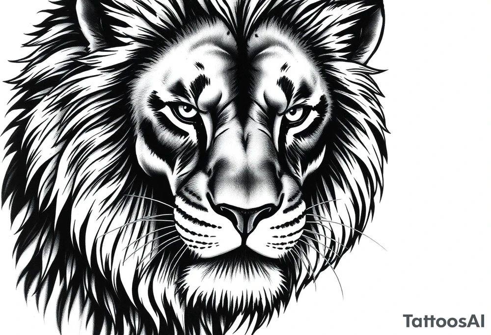 powerful majestic lion, close-up tattoo idea