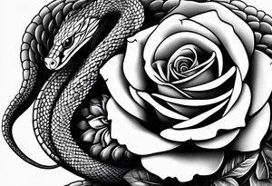 Cobra pintada de preto com rosas brancas nela mesma tattoo idea