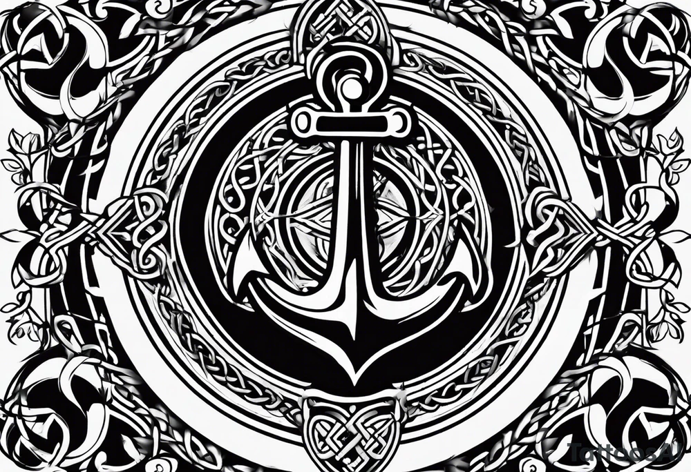 Celtic styling, anchor, compass, bass clef note, treble clef note, dog paw print, half sleeve, forearm tattoo idea