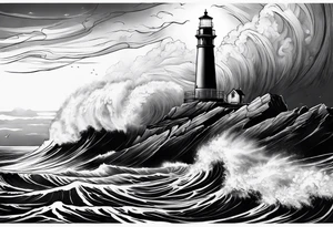 lighthouse in a storm tattoo idea