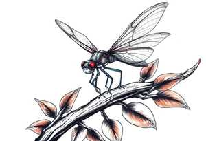 dragon fly on thick vine, tattoo idea