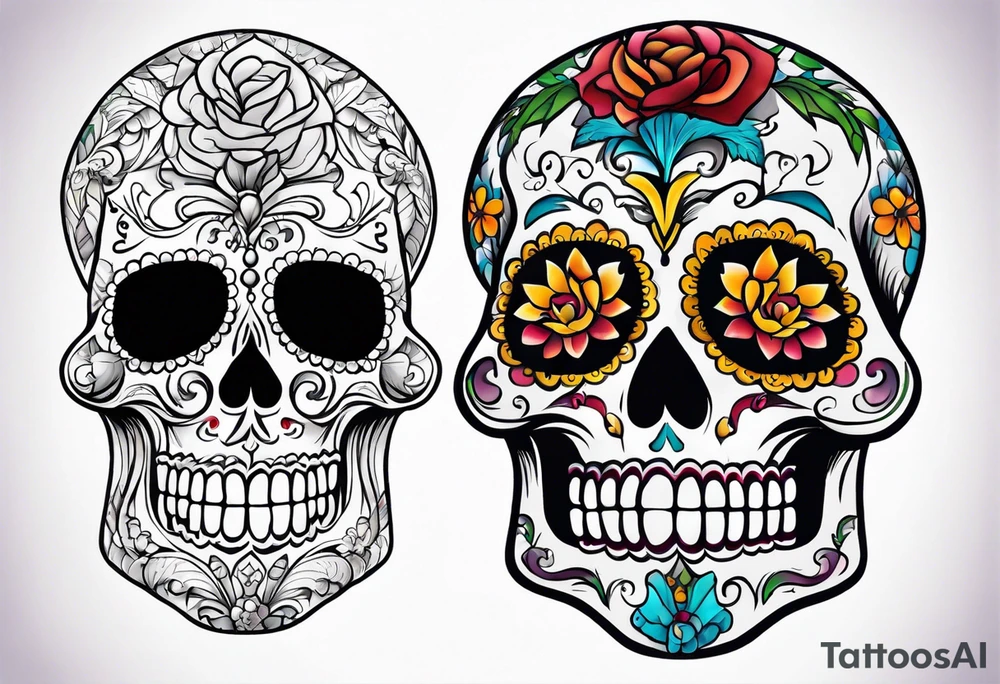 day of dead,man,standing,horizontal,cover up tattoo idea