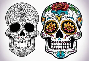 day of dead,man,standing,horizontal,cover up tattoo idea