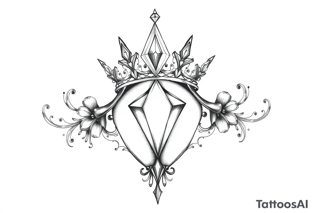 Pubic crown diamond vagina and anus tattoo idea