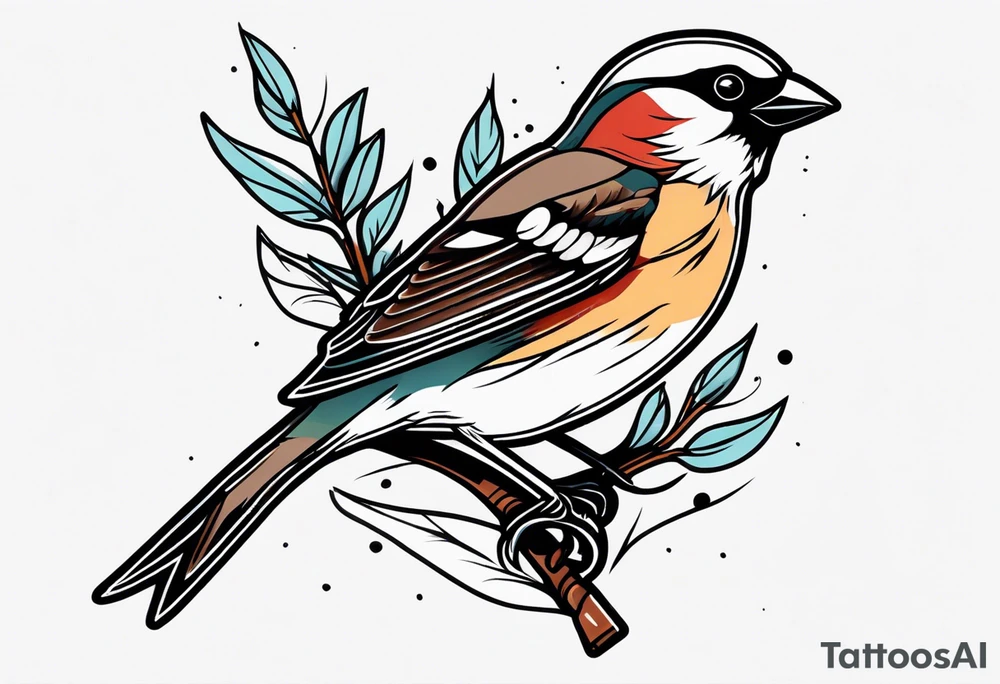 Sparrow traditional tattoo idea