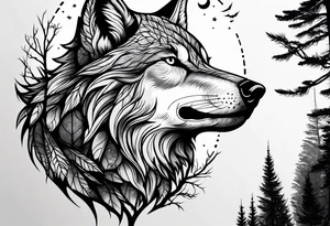 Moon
Wolf
Forest tattoo idea