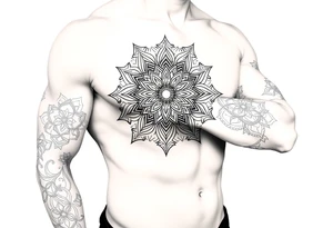 bold line ornamentaali mandala tattoo idea