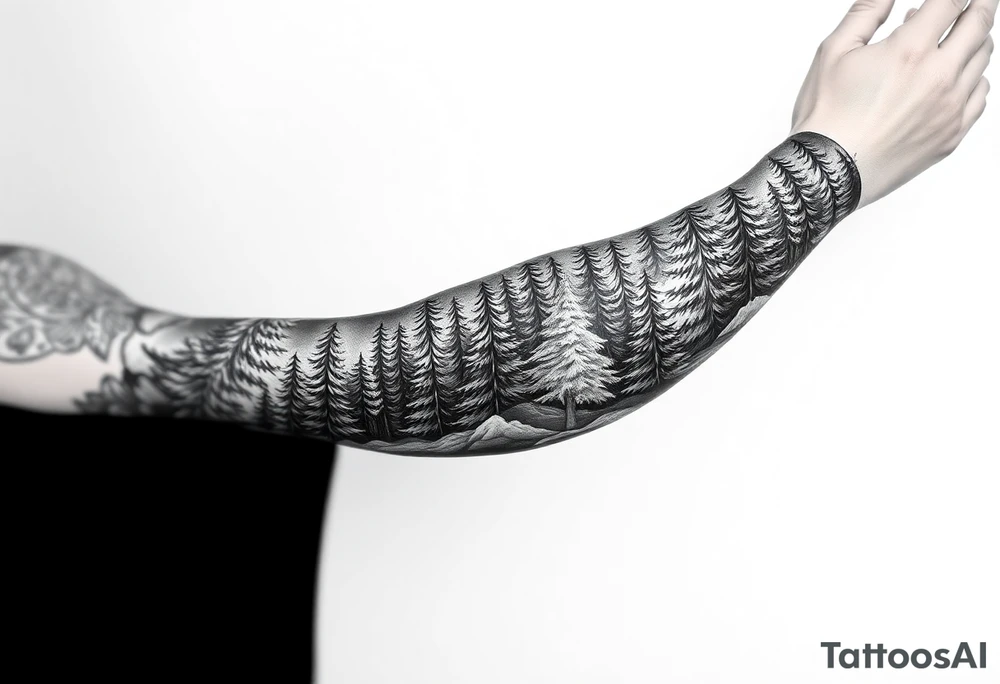 Coniferous forest forearm tattoo sleeve tattoo idea