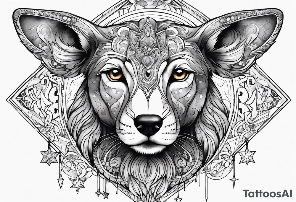 Animal cute , celestial, cross, tattoo idea