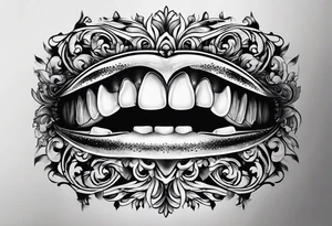 a white, shiny tooth seen through a looking glass tattoo idea