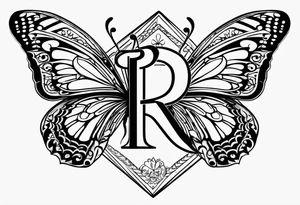The initials R and S with a butterfly and the date 06/11/2010 tattoo idea