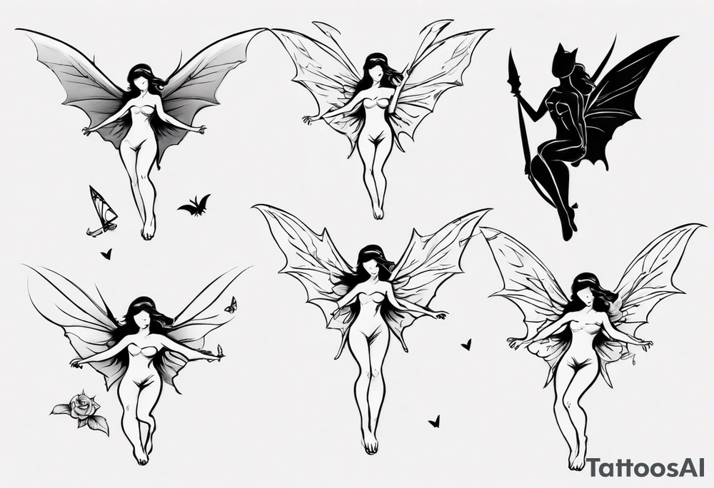 fairy flying with a bat tattoo idea