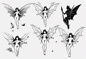 fairy flying with a bat tattoo idea