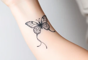 ethereal butterfly with flowing silk ribbons in moonlight tattoo idea