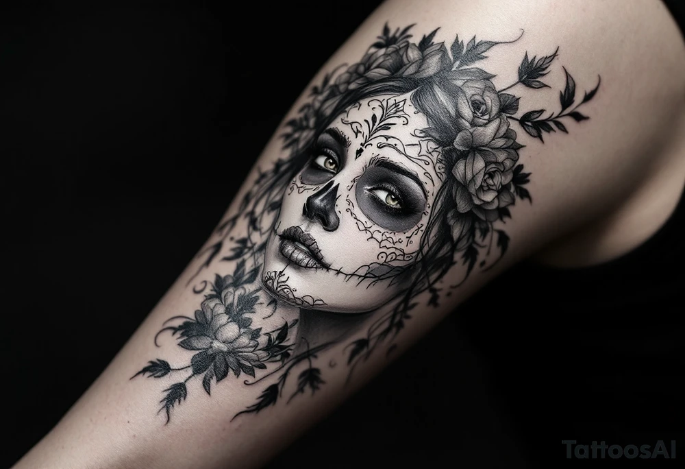 Dia de muertos portrait tattoo tattoo idea