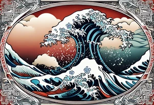 japanese wave mixed in celtic patterns equally. tattoo idea