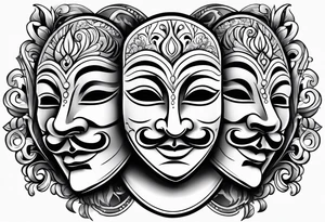 happy and sad masks from theatre tattoo idea