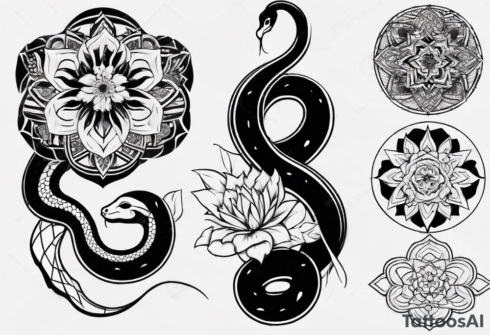 simple Snake with mandala pattern as skin tattoo idea