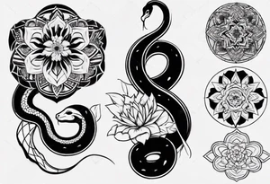 simple Snake with mandala pattern as skin tattoo idea