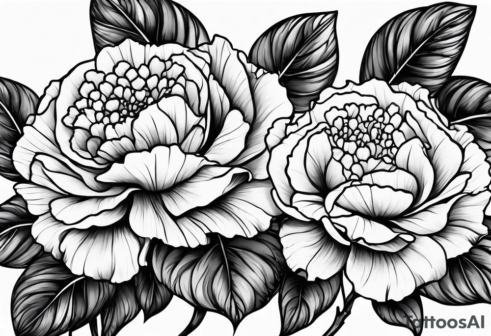 Violet and carnation flowers tattoo idea