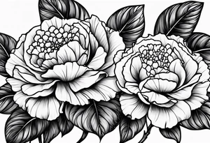 Violet and carnation flowers tattoo idea
