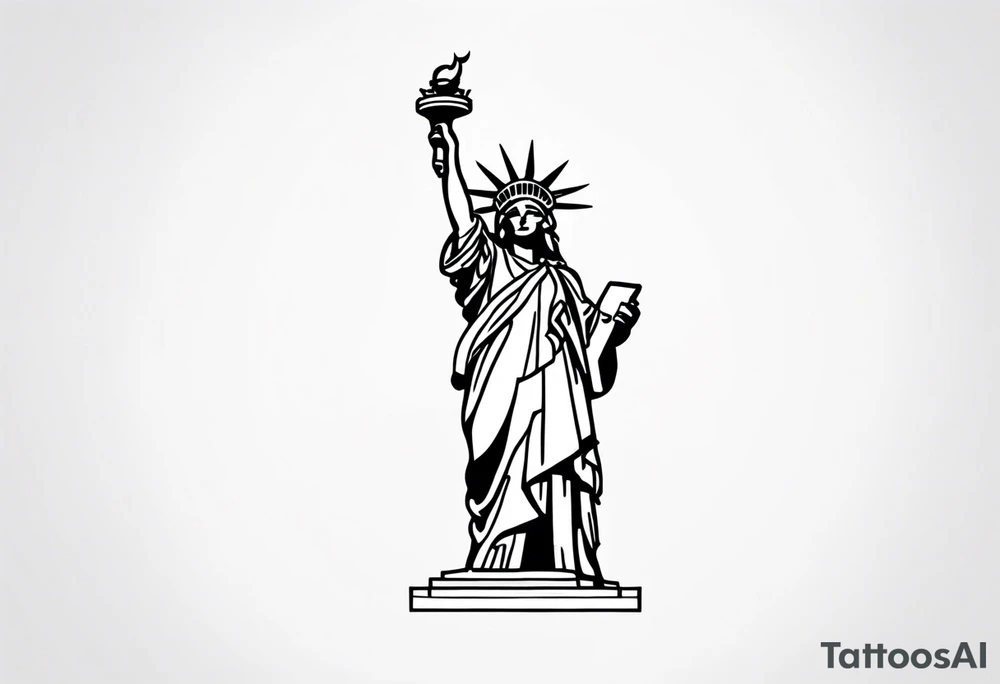 Continuous line statue of liberty crown only feminine tattoo idea