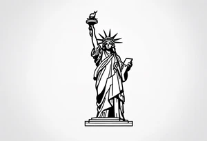 Continuous line statue of liberty crown only feminine tattoo idea