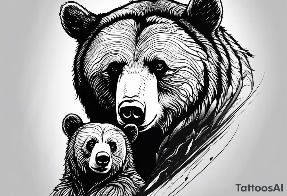 mother bear with cub looking at each other tattoo idea