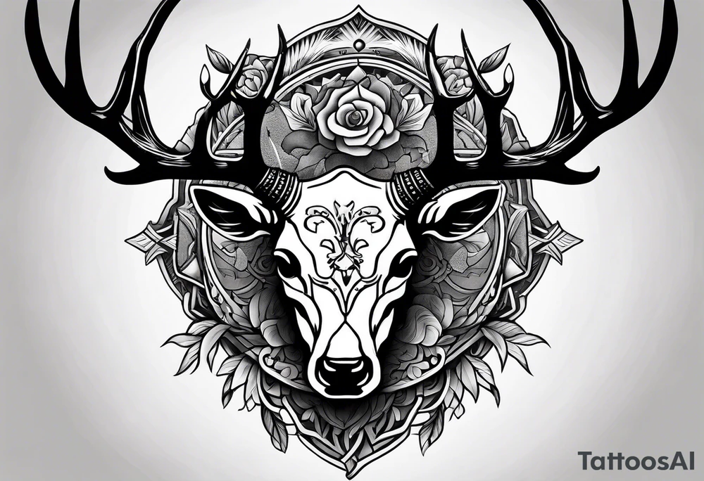 Stag skull western tattoo idea