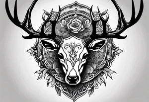 Stag skull western tattoo idea