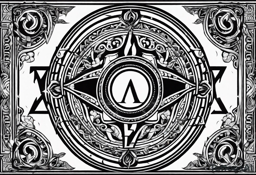 Greek Capital Letter Omega symbol black magic style tattoo idea