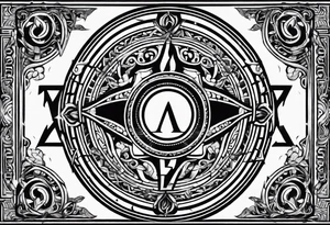 Greek Capital Letter Omega symbol black magic style tattoo idea