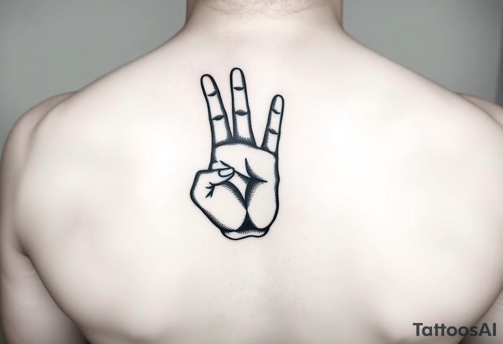 Buddha hand making 'like' gesture. Thumbprint is a social media logo. Dotwork style, black ink, 7cm. tattoo idea