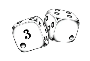 2 dices with dice showing 3, 1,4 tattoo idea