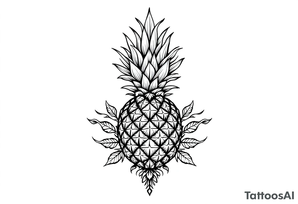 Crown pineapple vagina anus tattoo idea