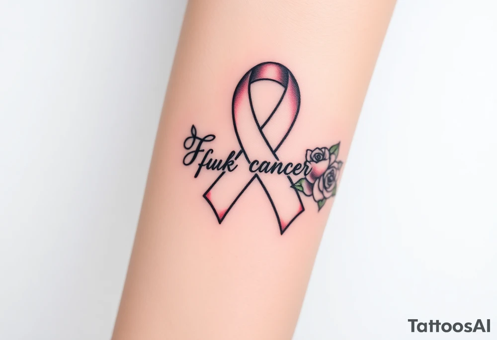 Pretty Cancer ribbon that says "fuck cancer"with roses tattoo idea