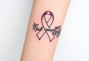 Pretty Cancer ribbon that says "fuck cancer"with roses tattoo idea