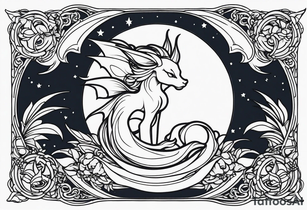 Moon fairy dragon tattoo idea