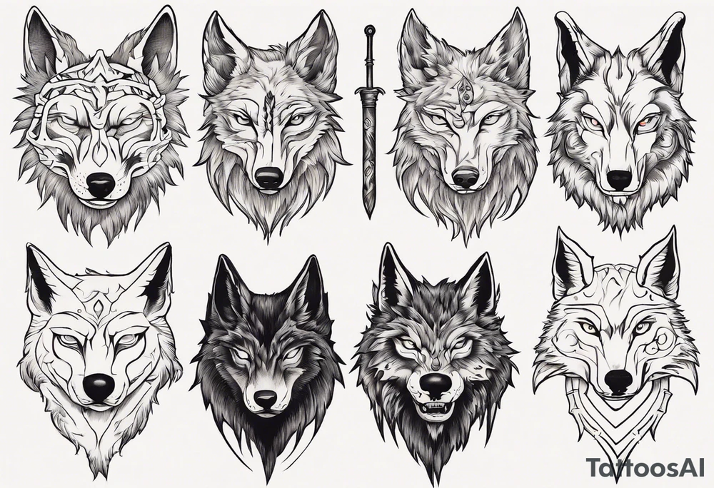 wolf head tattoo idea