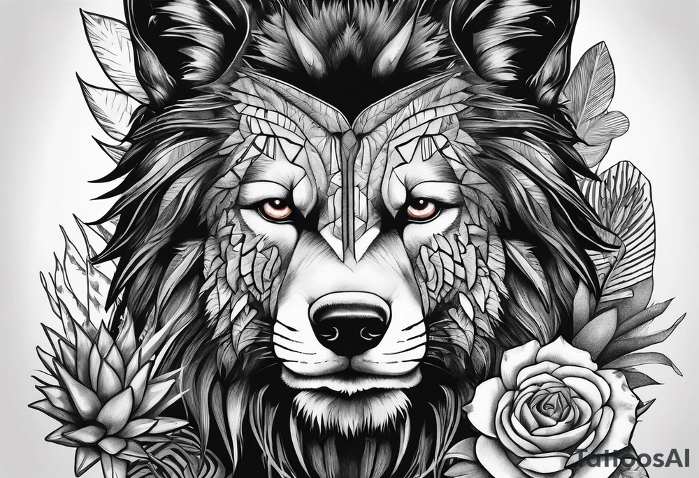 Lobo com cactos tattoo idea